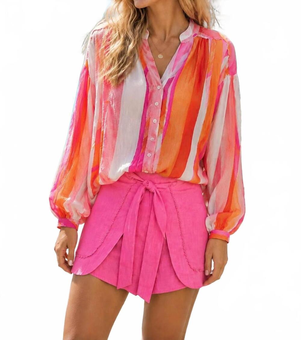 NEW FATE mini wrap shorts with trim detail in pink